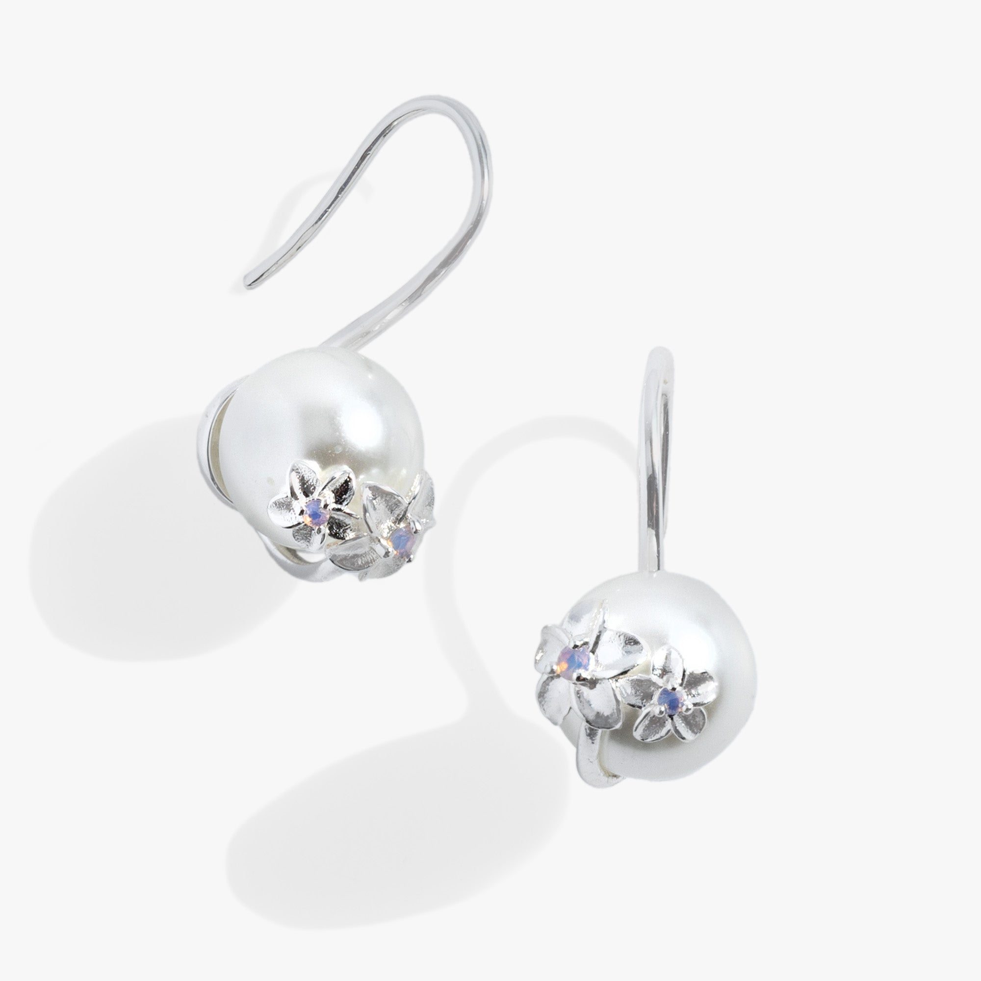 Image of Plumeria Drop Pearl Earrings