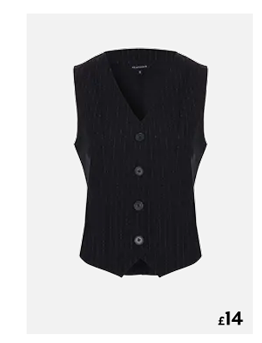 Womens Black Lurex Stripe Waistcoat