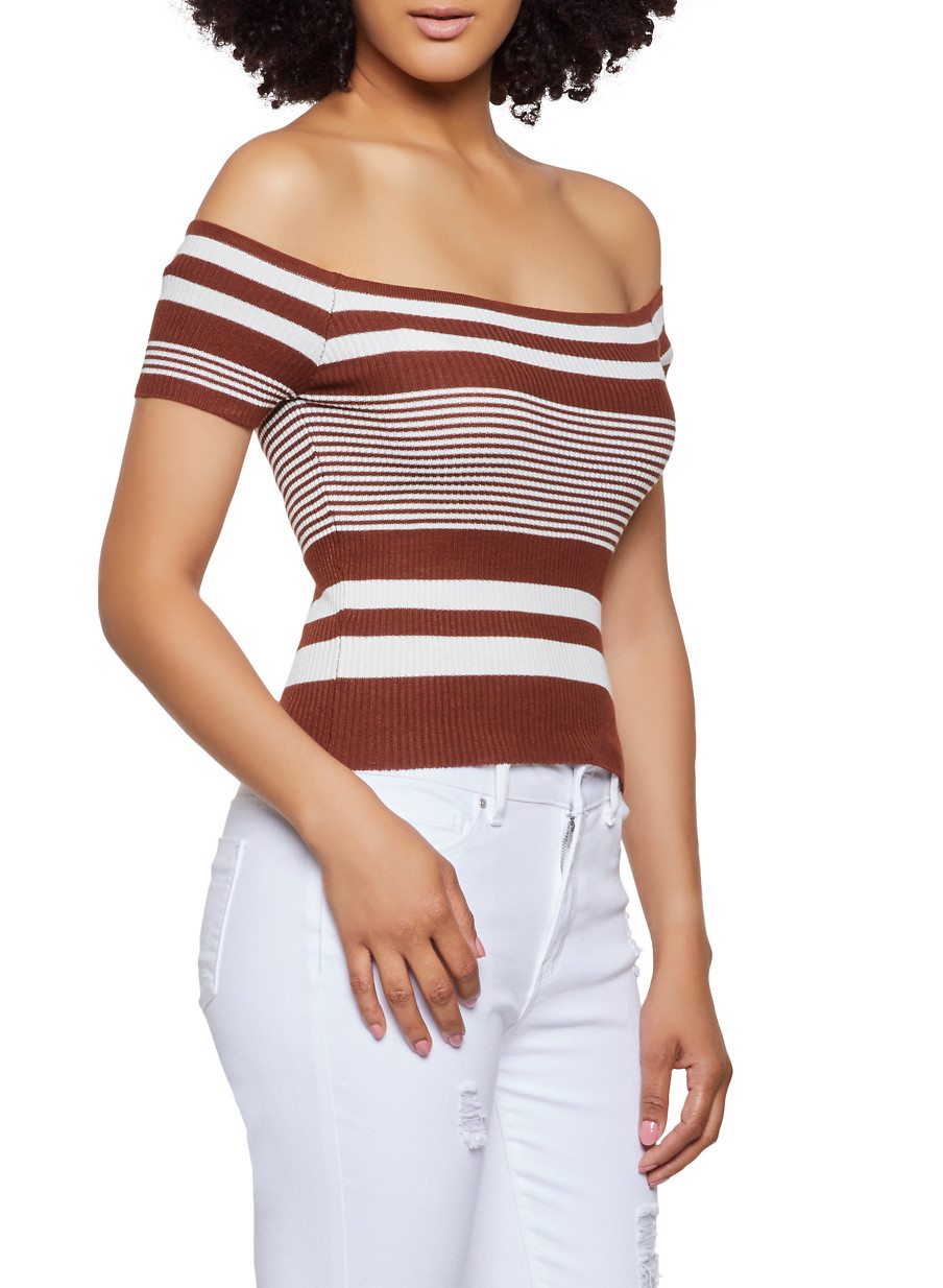 Variegated Stripe Off the Shoulder Top