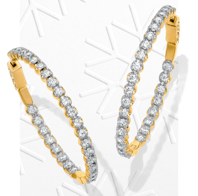 Lab-Grown Diamonds by KAY Inside-Out Hoop Earrings 3 ct tw 14K Yellow Gold 48mm