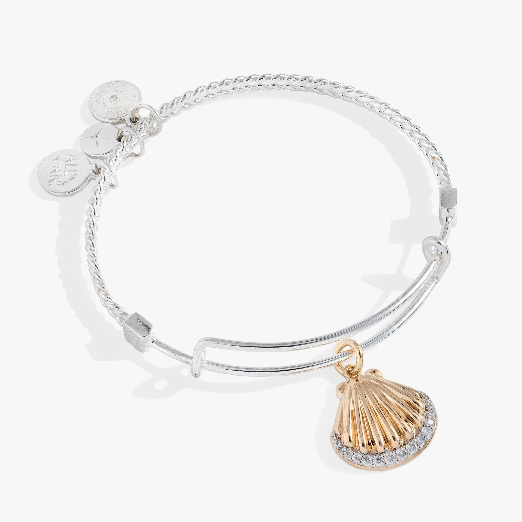 Image of Textured Scallop Seashell Charm Bangle