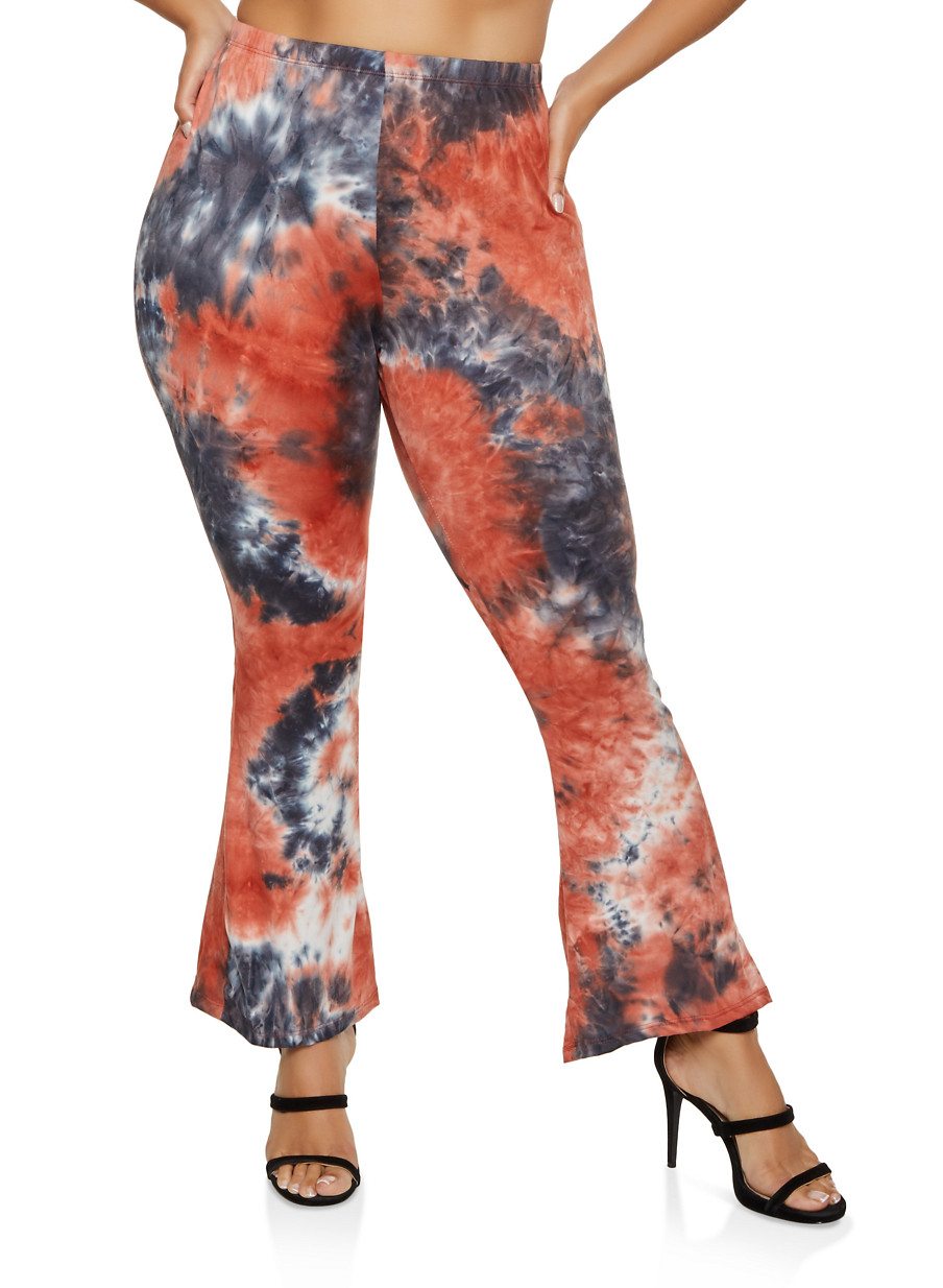 Plus Size Tie Dye Flared Pants