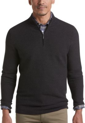 Joseph Abboud Black Merino Wool Blend Modern Fit 1/4-Zip Sweater