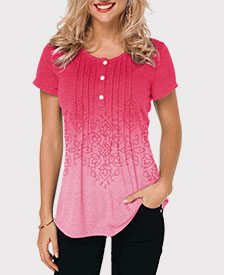 Crinkle Chest Short Sleeve Gradient T Shirt