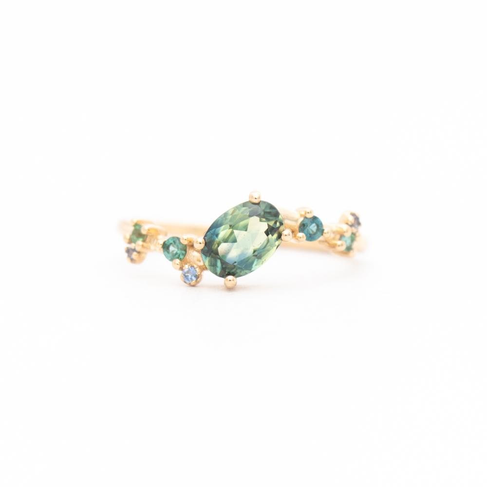 0.94 ct Australian Oval Sapphire & Tourmaline Organic Crossover Ring