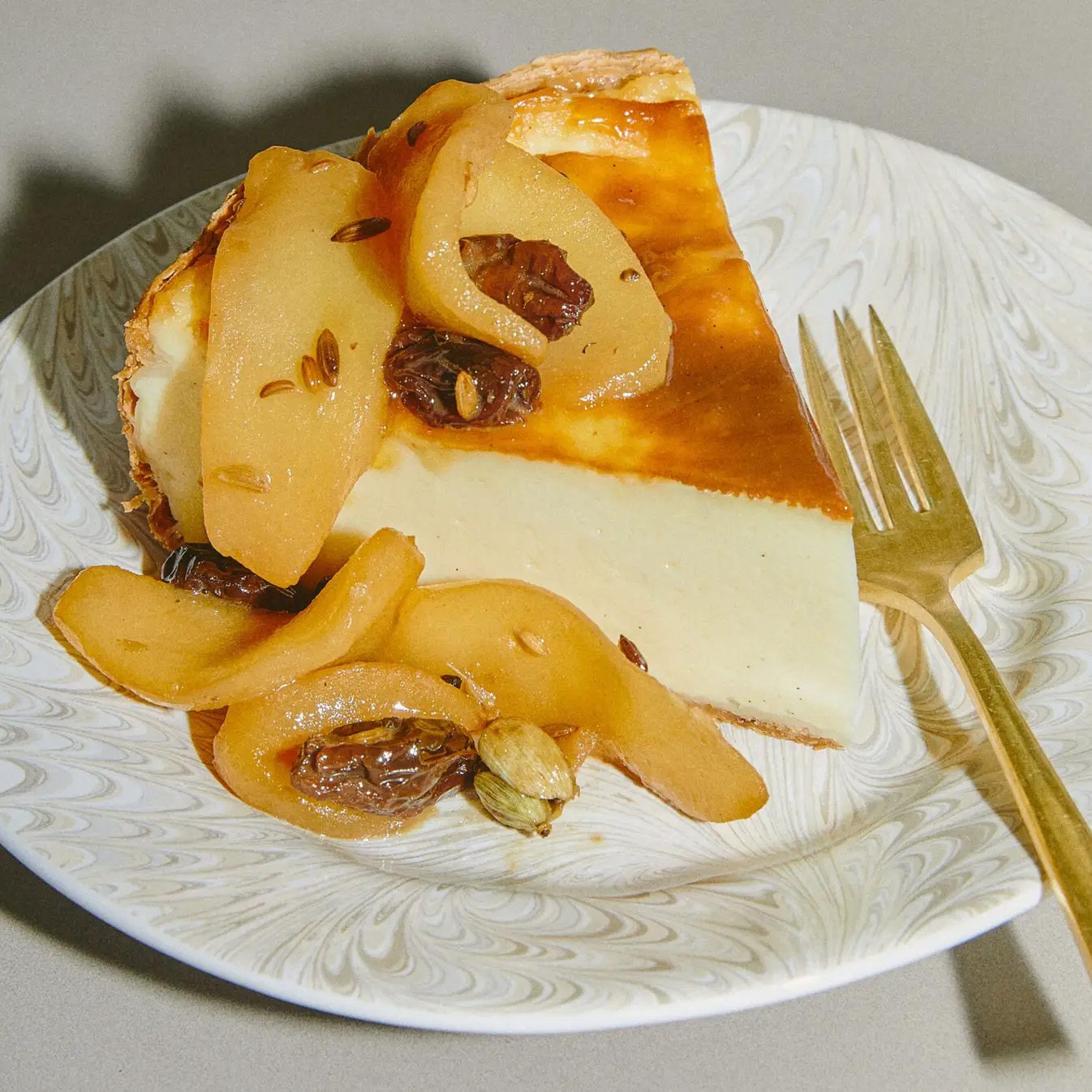 Parisian Flan with Cardamom-Apple Compote