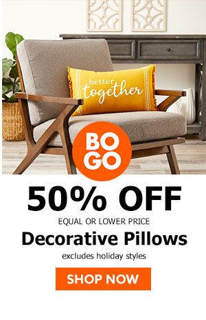 50% off decorative pillows (equal or lower price)