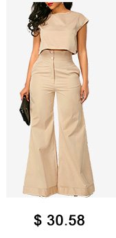 Light Khaki Top and Pocket Wide Leg Pants