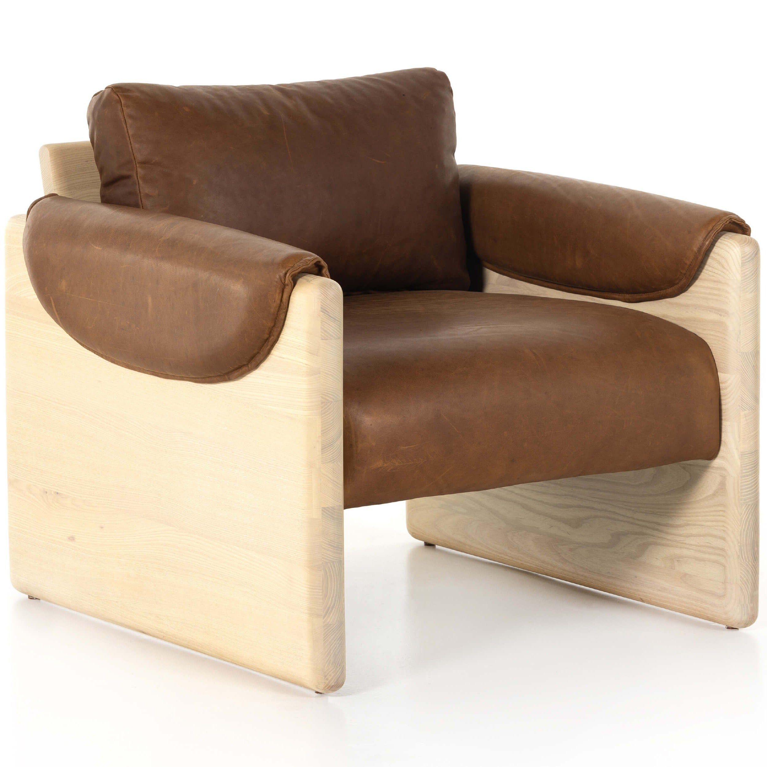 Image of Pierre Leather Chair, Heirloom Sienna