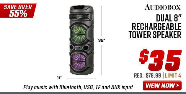 Audiobox Dual 8'' Rechargeable Tower Speaker