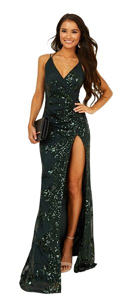 Shop: Out Till Dawn Maxi Dress In Emerald Sequin