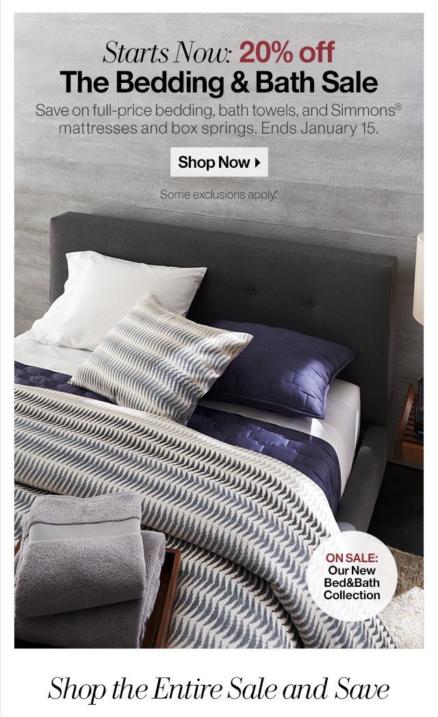 Starts Now: 20% off The Bedding & Bath Sale