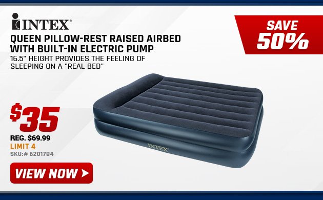 Intex Queen Pillow-Rest Raised Airbed with Built-In Electric Pump