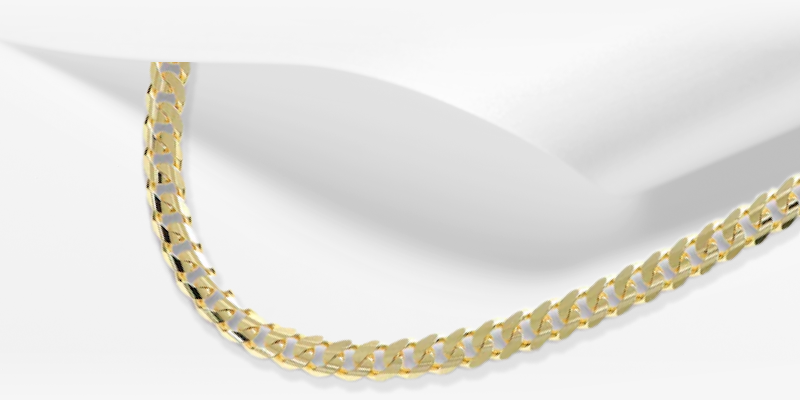 Curb Chain Necklace Solid 14K Yellow Gold 24''