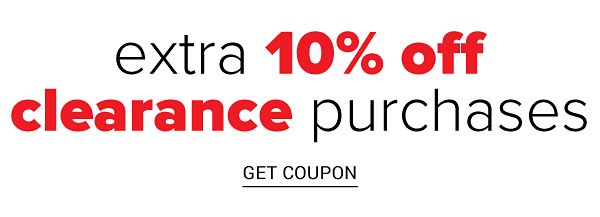 Extra 10% clearance purchases. Get Coupon.