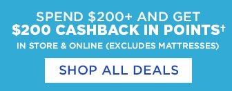 SPEND $200+ AND GET $200 CASHBACK IN POINTS† IN STORE & ONLINE (EXCLUDES MATTRESSES) | SHOP ALL DEALS