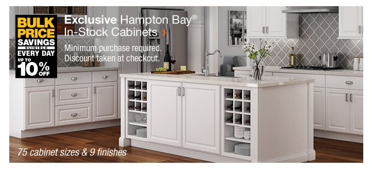 Exclusive Hampton Bay in-stock cabinets