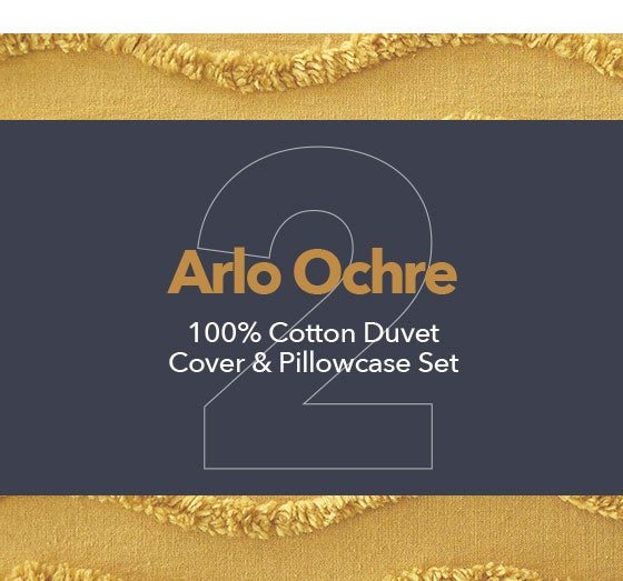 Arlo Ochre 100% Cotton Duvet Cover and Pillowcase Set