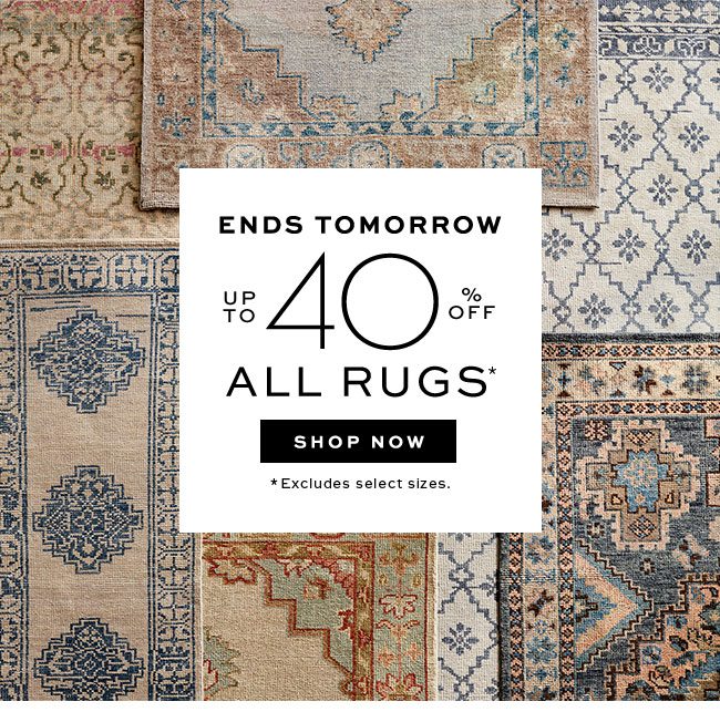 UP TO 40% OFF ALL RUGS*