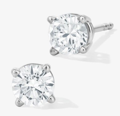 Lab-Grown Diamonds by KAY Round-Cut Solitaire Stud Earrings 5/8 ct tw 10K White Gold (I/SI2)