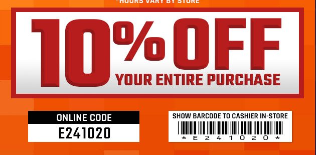 10% Off. Exclusions apply. Use code E241020