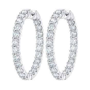 Round Brilliant 4.00 ctw VS2 Clarity, I Color Diamond 14kt White Gold Inside Outside Hoop Earrings