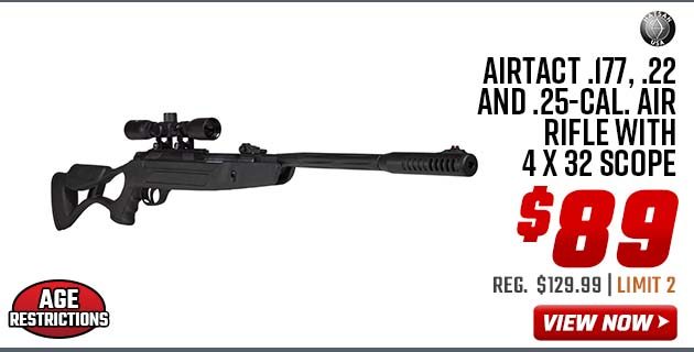 Hatsan AirTact .177, .22 and .25-Cal. Air Rifle with 4 x 32 Scope