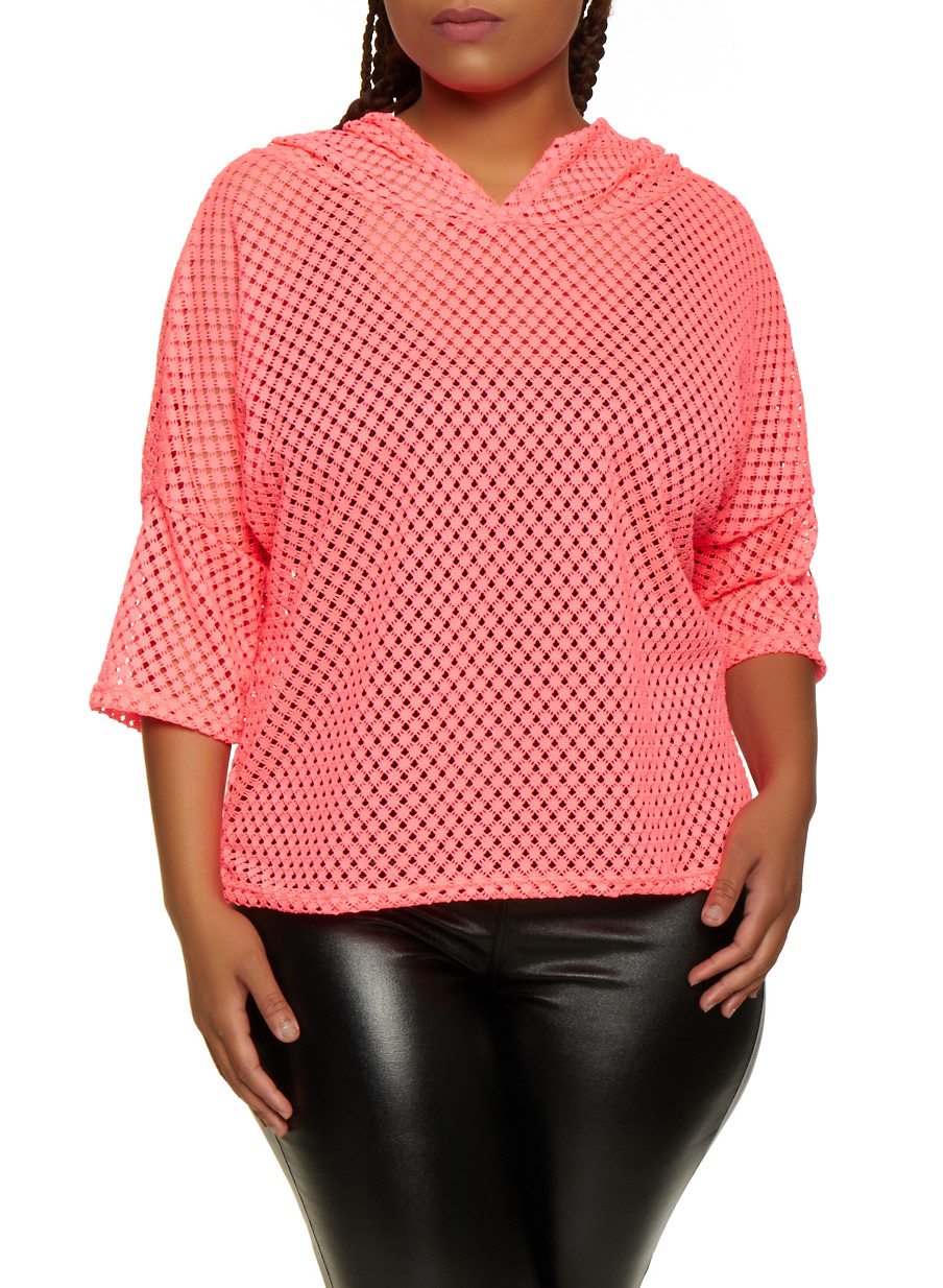 Plus Size Hooded Crochet Top