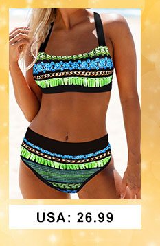 Tie Back Printed High Waist Bikini Set