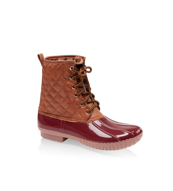 Quilted Lace Up Weatherproof Duck Boots