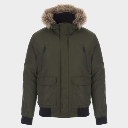 Mens Khaki Short Parka Coat