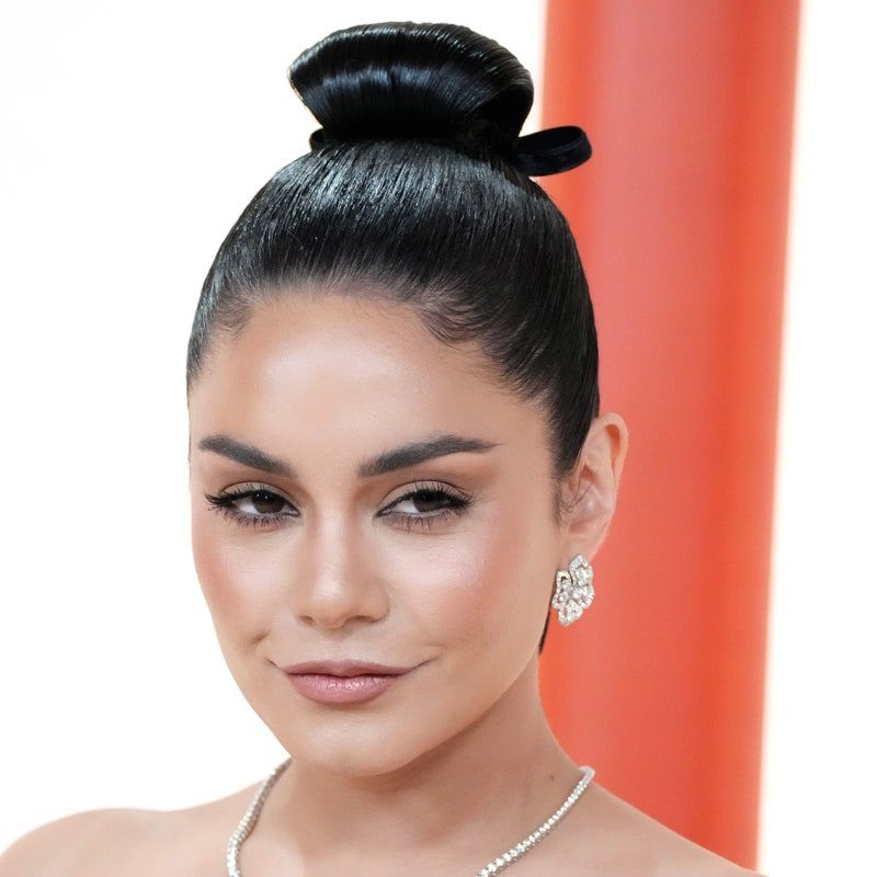 vanessa hudgens with slicked top knot 