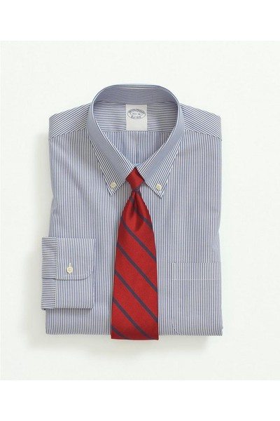 Stretch Supima® Cotton Non-Iron Pinpoint Oxford Button-Down Collar, Candy Stripe Dress Shirt