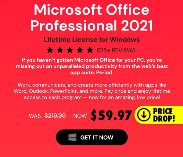 Microsoft Office Professional 2021 for Windows: Lifetime License