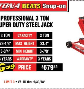 3 Ton Daytona™ Professional Steel Floor Jack - Super Duty