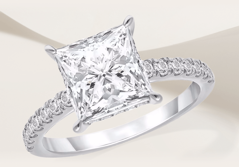 Lab-Created Diamonds by KAY Princess-Cut Engagement Ring 3-1/2 ct tw 14K White Gold