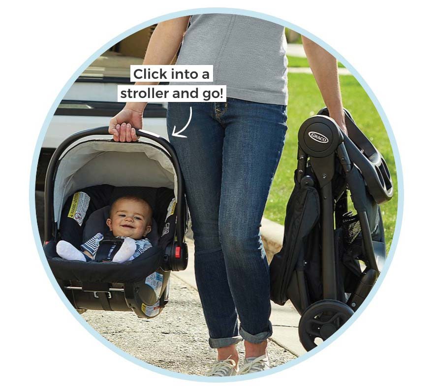 Stroller and infant car seat set. Click into a stroller and go!