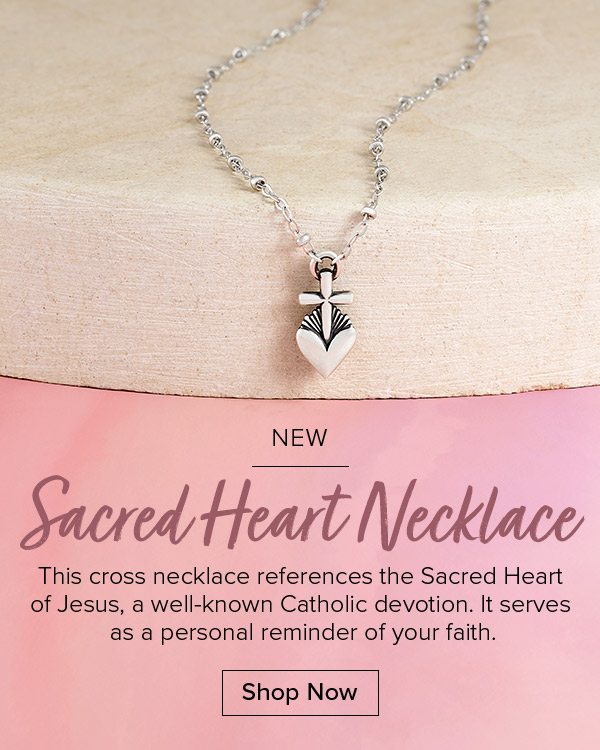 NEW Sacred Heart Necklace - This cross necklace references the Sacred Heart of Jesus, a well-known Catholic devotion. It serves as a personal reminder of your faith. Shop Now