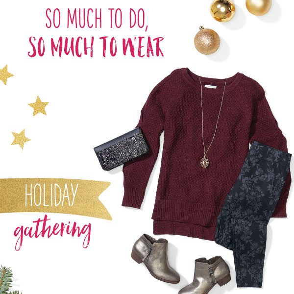 So much to do, so much to wear. Holiday gathering.