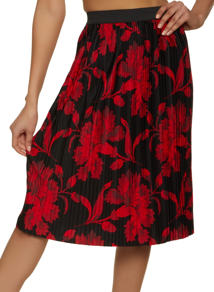 Floral Pleated Skater Skirt