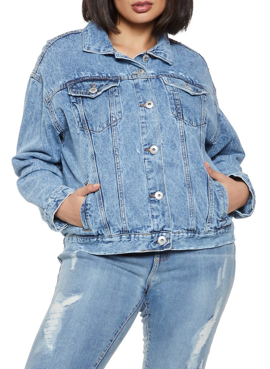 Plus Size Highway Basic Jean Jacket