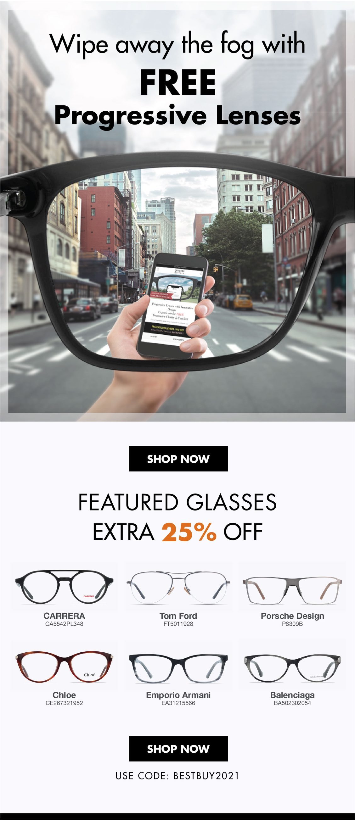Wipe away the fog with FREE progressive lenses - GLASSES GALLERY