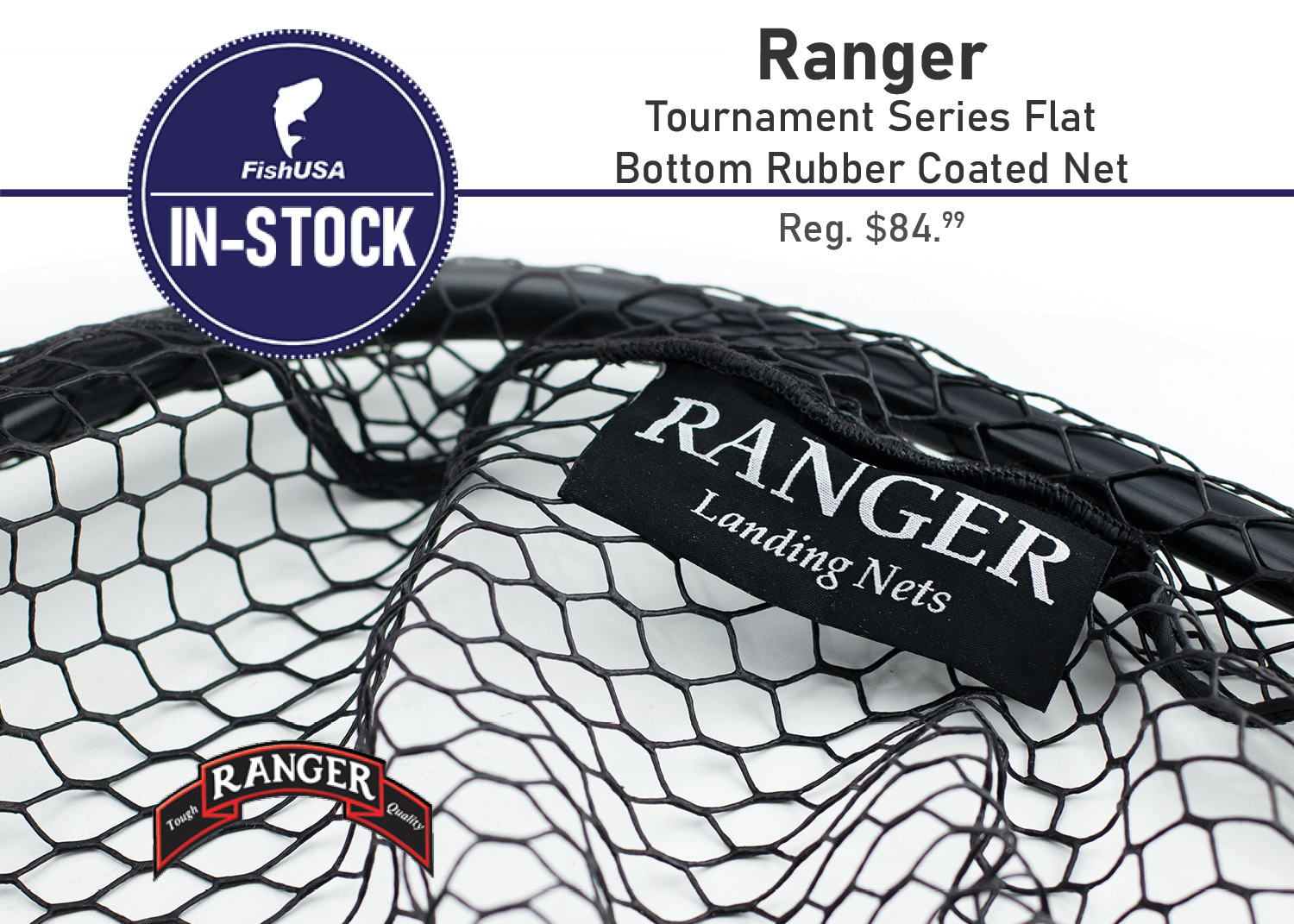 Ranger Tournament Series Flat Bottom Rubber Coated Net