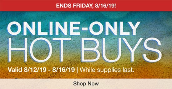 Ends Friday, 8/16/19! Online-Only Hot Buys. Shop Now