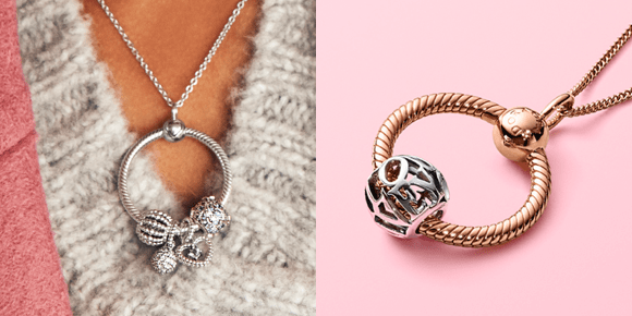 Pandora O Pendant stylishly holds Pandora charms