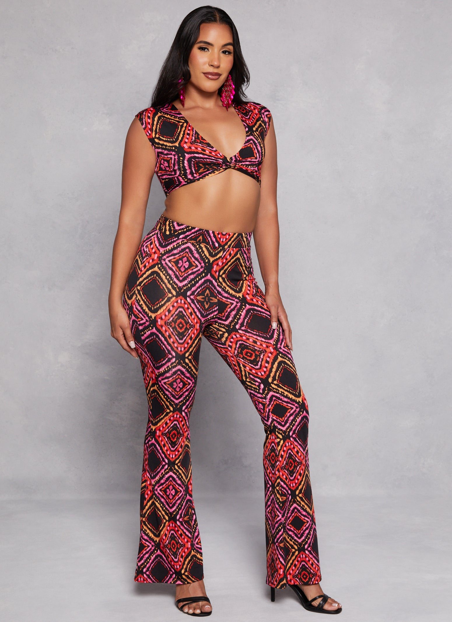 Aztec Print High Waist Flare Pants