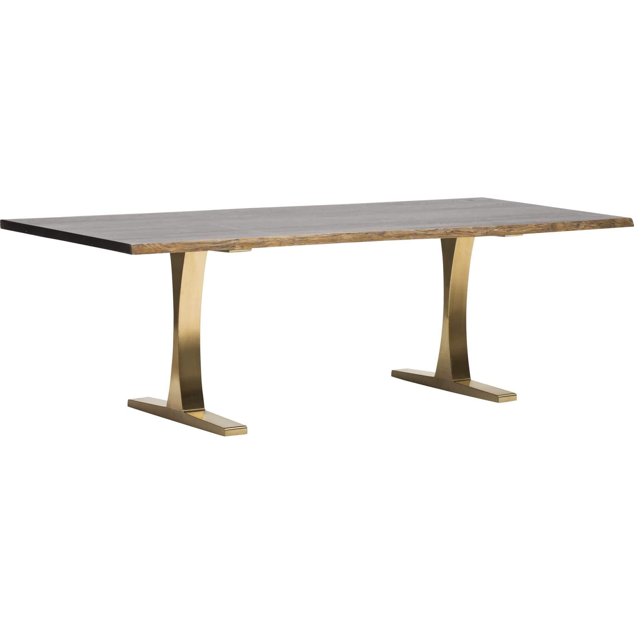 Image of Toulouse Dining Table, Seared Oak/Brushed Gold Base