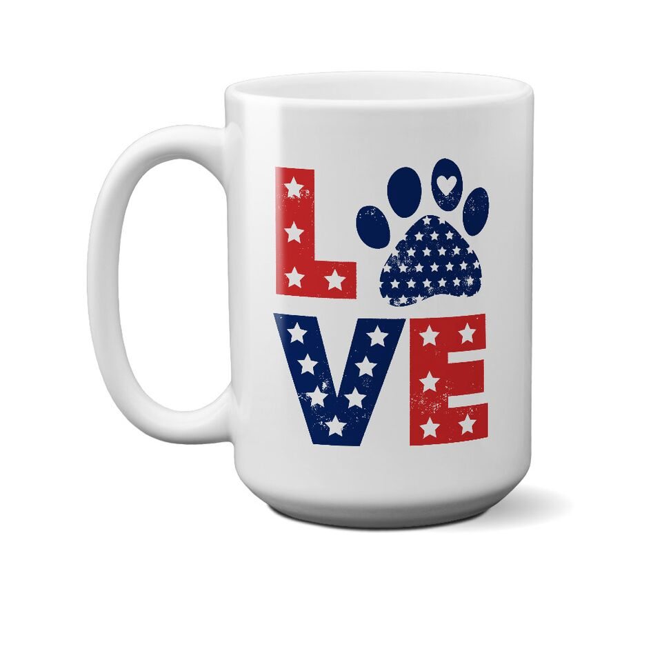 Love Paw USA 15 oz. White Mug
