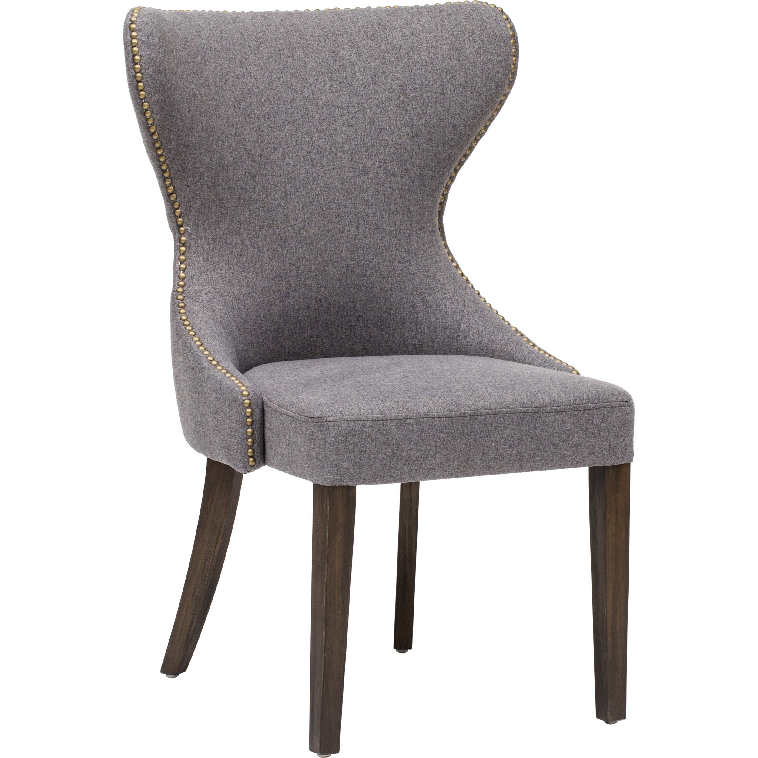 Image of Ariana Dining Chair, Dark Grey, Brass Nailheads