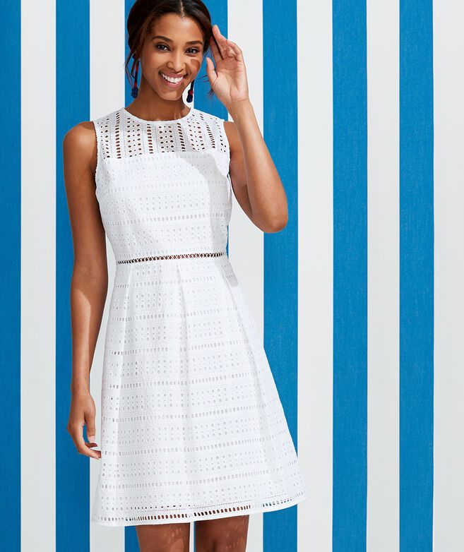 Eyelet Fit & Flare Dress